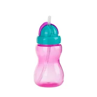 Pudeles - Bērnu pudele ar salmiņu 270 ml Canpol pink 56/109, Can-56109P,