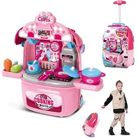 Virtuves, trauki un produkti - Bērnu virtuve Koferis 2In1 pink, 7897450042857, Kod producenta Ebz008-981A,