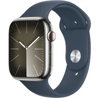 Apple Watch Series 9 Gps  Cellular 45Mm Silver Stainless Steel Case with Storm Blue Sport Band - S/M

