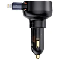 Baseus car charger Type C  retractable cable Lightning Pd3.0 Qc4.0 3A 55W Cctxp-Cc / C00057803111-00 black