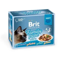 Brit Premium Cat Pouch Gravy Fillet Family Plate - wet cat food 12 x 85G
