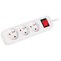 Lanberg Power Strip 1.5M 3X French Outlets With Switch Quality-Grade Copper Cable White