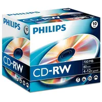 Philips Cd-Rw 700Mb 10Pcs jewel case carton box 4-12X Cw7D2Nj10/00