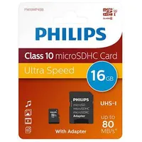 Philips Microsdhc 16Gb Cl10 80Mb/S Uhs-I Adapter Retail