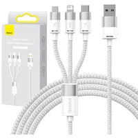 Baseus 3In1 Usb cable  Starspeed Series, Usb-C Micro Lightning 3,5A, 1.2M White
