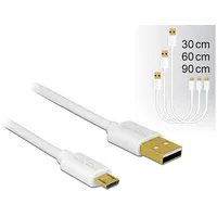 Delock Usb MicroM-Usb-AM 2.0 Cable 0.3M 0.6M 0.9M 3 Pieces White