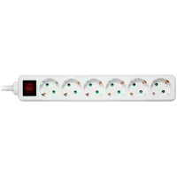 Deltaco Extension cord 6 sockets, 1.5M, with switch, white / Gt-0650
