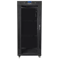 Lanberg Installation cabinet rack 19 27U 600X600 black, glass door lcd Flat pack
