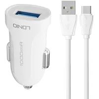 Ldnio Car charger  Dl-C17, 1X Usb, 12W Usb-C cable White
