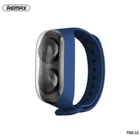 Remax wireless stereo earbuds Tws-15 with docking station in smartband blue