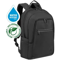 Rivacase 7561 Laptop Backpack 15.6-16 Alpendorf Eco, black, waterproof material, eco rPet, pockets for smartphone, documents, accessories, side pocket bottle
