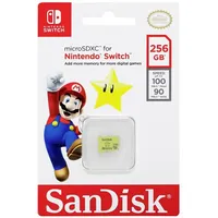 Sandisk microSDXC card for Nintendo Switch 256Gb, 100Mb/S Read, 90Mb/S Write, V30, U3, C10, A1, Uhs-1