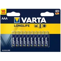 Varta Battery Alkaline, Micro, Aaa, Lr03, 1.5V Longlife, Blister 10-Pack
