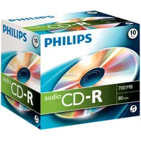 Cd-R Philips Audio 80Min 10Pcs jewel case carton box Cr7A0Nj10/00