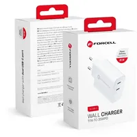 Forcell Travel Charger with 2 Usb type C sockets - 3A 35W Pd and Quick Charge 4.0 function