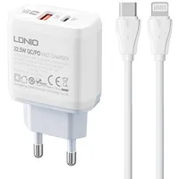 Ldnio Wall charger  A2421C Usb, Usb-C 22.5W - Lightning cable
