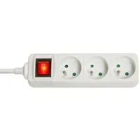 Lindy 3-Way French Schuko Mains  Power Extension with Switch,