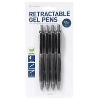Platinet Pwrgp4B Retractable Gel Ink Pens 4 Pcs Black