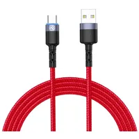 Tellur Data cable Usb to Type-C with Led Light, 3A, 1.2M red