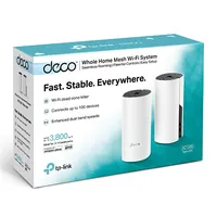 Tp-Link Whole Home Mesh Wifi System Deco M4 2-Pack 802.11Ac 300867 Mbit/S 10/100/1000 Ethernet Lan Rj-45 ports 2 Support No Mu-Mimo Yes mobile broadband Antenna type 2Xinternal