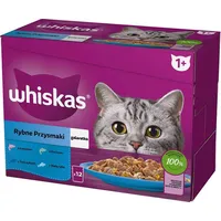 Whiskas jelly sachets, flavours White Fish, Cod, Salmon, Tuna - wet cat food 12X85G

