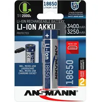 Ansmann 18650 battery with microUSB charging connector, 3400 mAh 1307-0003
