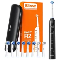 Bitvae Rotary toothbrush with tips set and travel case  R2 Black
