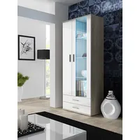 Cama Meble display cabinet Soho S6 2D2S sonoma oak/white gloss
