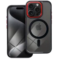 Color Edge Mag Cover case compatible with Magsafe for Iphone 15 Pro black red