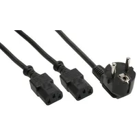 Intos Inline Cee 7/7 - 2 x C13 -Y power cord with angled plug, m Del-109D
