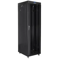 Lanberg Installation cabinet rack 19 42U 600X800 black, black glass door lcd Flat pack
