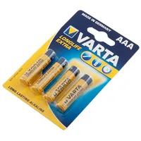 Varta Battery Alkaline, Micro, Aaa, Lr03, 1.5V - Longlife 4-Pack