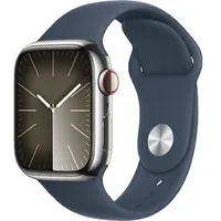 Apple Watch Series 9 Gps  Cellular 41Mm Silver Stainless Steel Case with Storm Blue Sport Band - M/L
