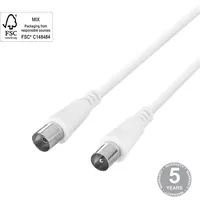 Deltaco Cable for Tv antennas, 75 Ohm, 5.0M, white / 00150004
