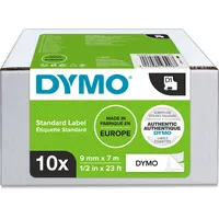 Dymo D1 tape 9 mm black with white, 7 m, pack of 10 2093096
