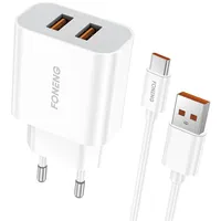 Foneng Fast charger  2X Usb Eu45 Type C cable
