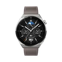 Huawei Watch Smart watch Gps Satellite Amoled Touchscreen Heart rate monitor Activity monitoring 24/7 Waterproof Bluetooth Titanium Case with Gray Leather Strap, Odin-B19V
