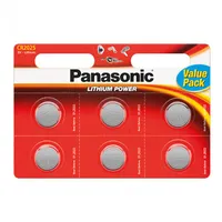 Panasonic Battery Lithium, Cr2025, 3V -, Lithium Power, Blister 6-Pack