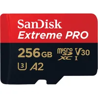 Sandisk Extreme Pro 256Gb microSDXC  Sd Adapter A2 C10 V30 Uhs-I U3