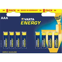 Varta Battery Alkaline, Micro, Aaa, Lr03, 1.5V - Energy, Blister 8-Pack