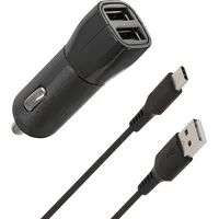 Wave car charger, with two Usb connectors  Type-C cable, 15.5W -Al3-Typec-1M
