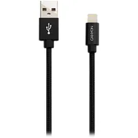 Canyon Charge  And Sync Mfi braided cable with metalic shell, Usb to lightning, certified by Apple, length 1M, Od2.8Mm, Black