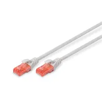 Digitus Cat 6 U-Utp Patch cord Pvc Awg 26/7 Modular Rj45 8/8 plug Transparent red colored for easy identification of Category 250 Mhz 1 m Grey