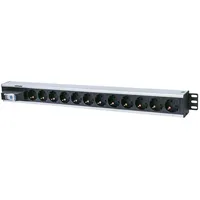 Intellinet Vertical Rackmount 12-Way Power Strip - German Type, With Single Air Switch, No Surge Protection Euro 2-Pin plug
