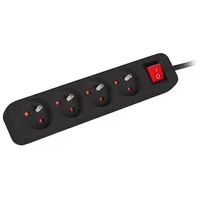 Lanberg Power Strip 1.5M 4X French Outlets With Switch Quality-Grade Copper Cable Black