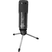 Lorgar Gaming Microphones, Whole balck color, Usb condenser microphone with Volumn Knob  And Echo Kob, including 1X Microphone, 1 x 2.5M Cable, Tripod Stand, User Manual, body size Φ47.