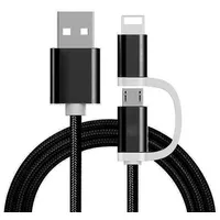 Reekin Cable 2In1 Microusb  And Lightning 1 Meter Black-Nylon