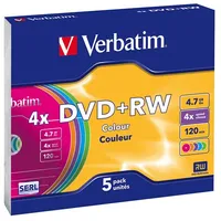 Verbatim Blank DvdRw 4.7Gb 4X Colour / Extra protection 5 Pack Slim