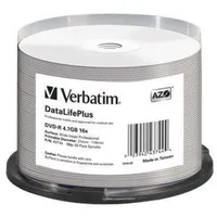 Verbatim Dvd-R 4.7Gb/120Min/16X Cakebox 50 Disc Inkjet Printable 43744