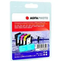 Agfaphoto Ink, rpl Lc980 Set, Lc1100 Set Bk/C/M/Y, Pages 6.610, 80Ml